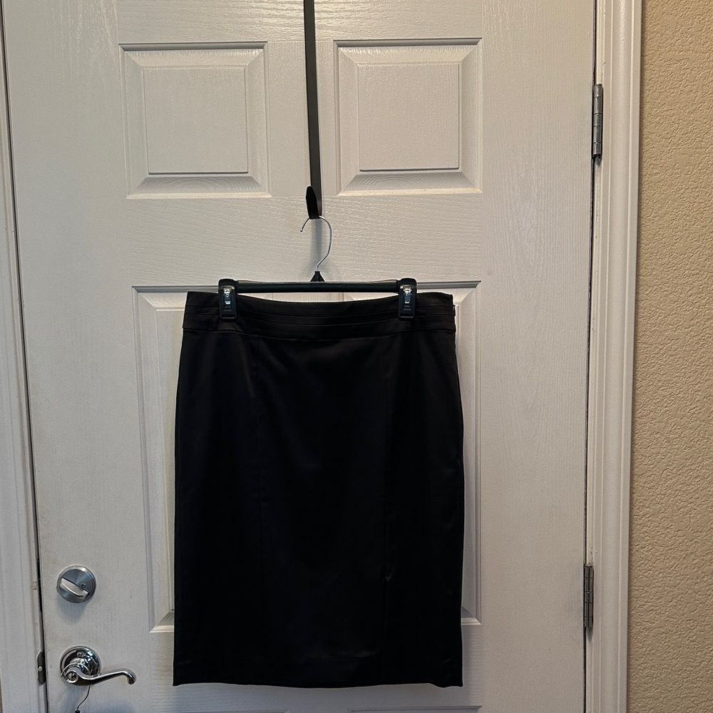 White House Black Market Classic Black Satin Pencil Skirt